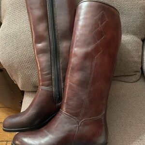 Elegant Brown Leather Knee-High Boots